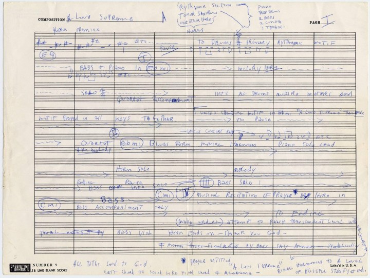 manoscritto originale A Love Supreme John Coltrane